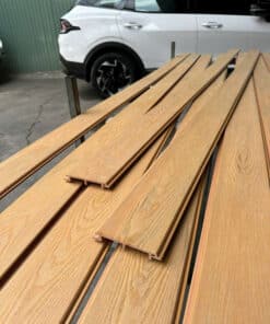 Tấm ốp tường, trần gỗ nhựa ngoài trời ASA màu teak